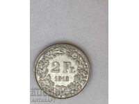 silver coin 2 francs Switzerland 1912 silver