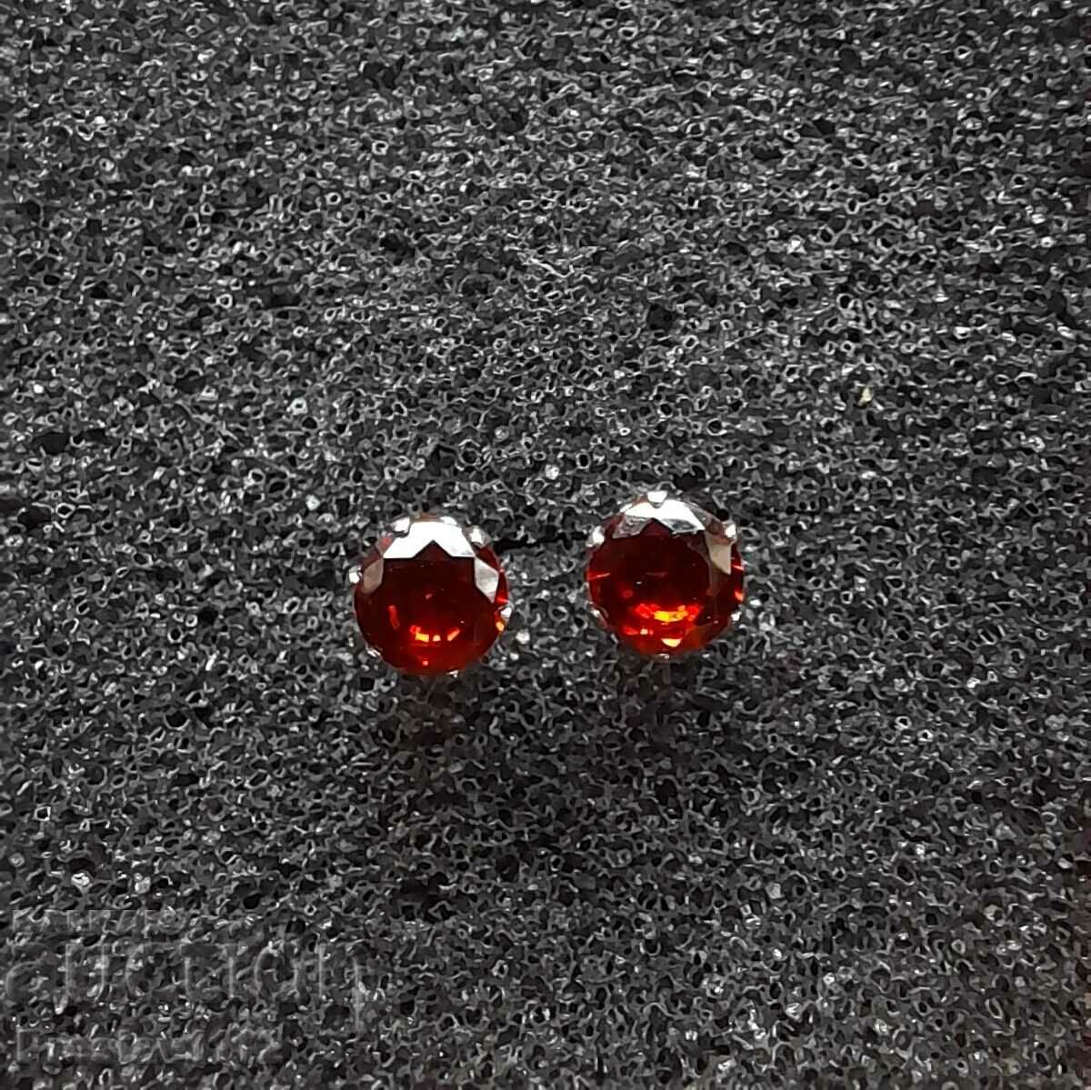 Silver earrings with Orange Sapphire 2ct