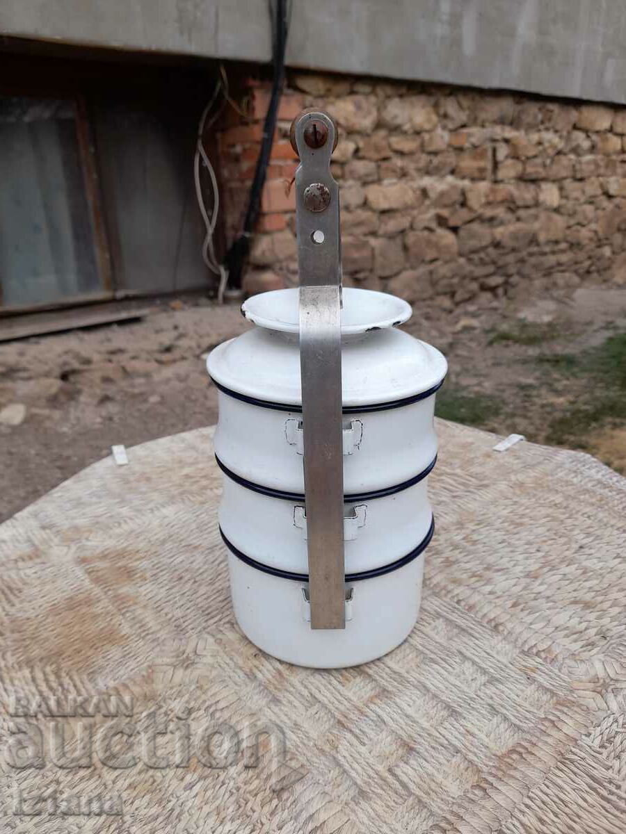 Old enameled food containers with price 27.00 BGN | € 13.80