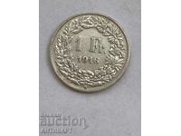 silver coin 1 franc silver Switzerland 1916