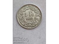 silver coin 1 franc silver Switzerland 1952