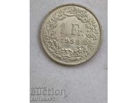 silver coin 1 franc silver Switzerland 1958