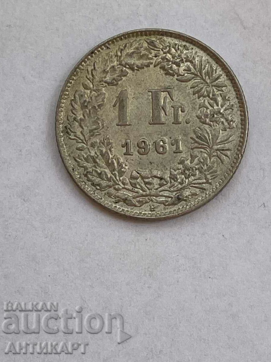 silver coin 1 franc silver Switzerland 1961