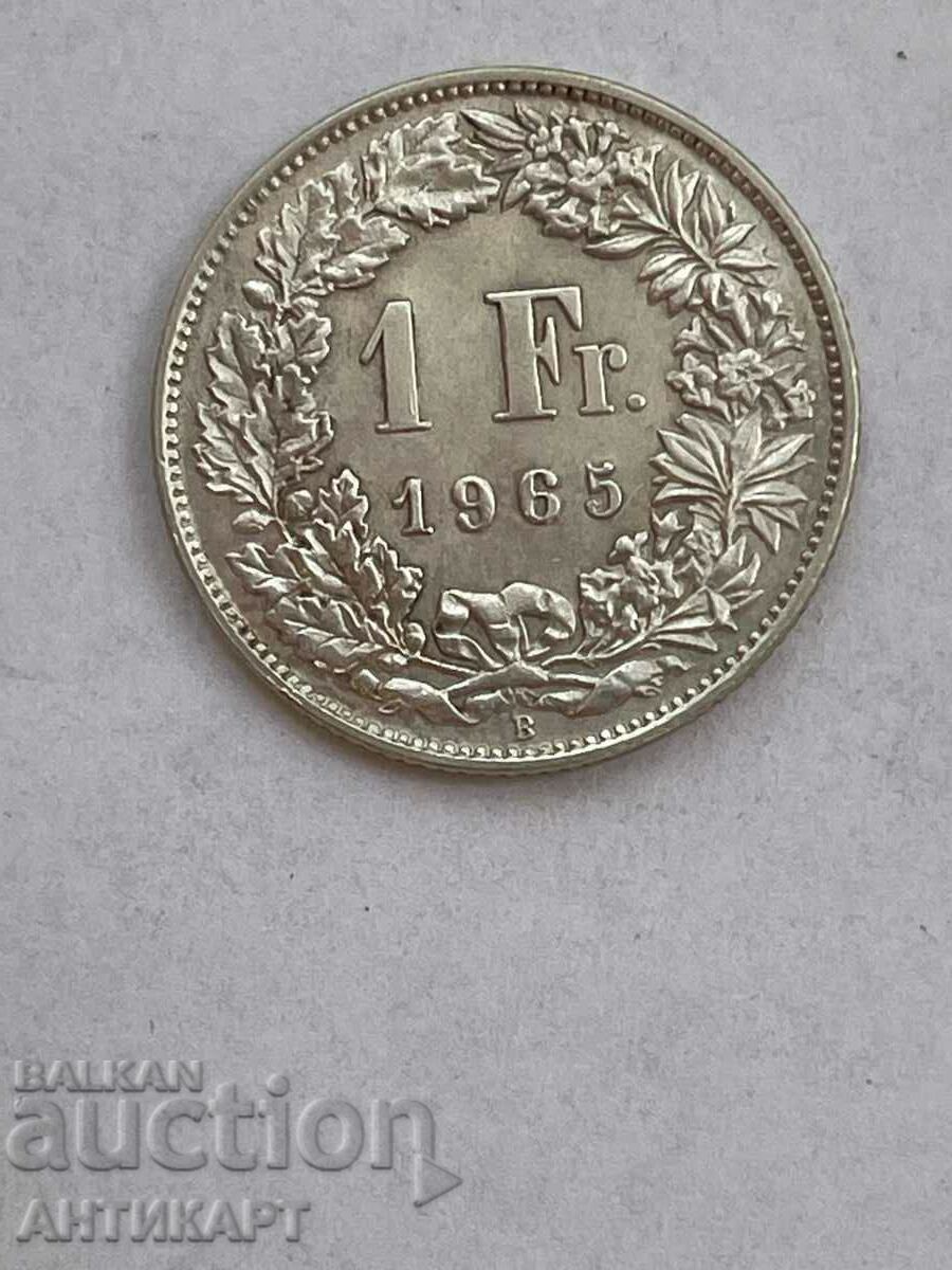 silver coin 1 franc silver Switzerland 1965