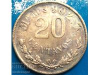 Mexic 20 centavos 1904 monet 258.000 buc. argint