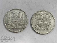 2 silver coins 20 francs France 1929,1933 silver