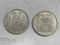 2 silver coins 20 francs France 1929,1933 silver