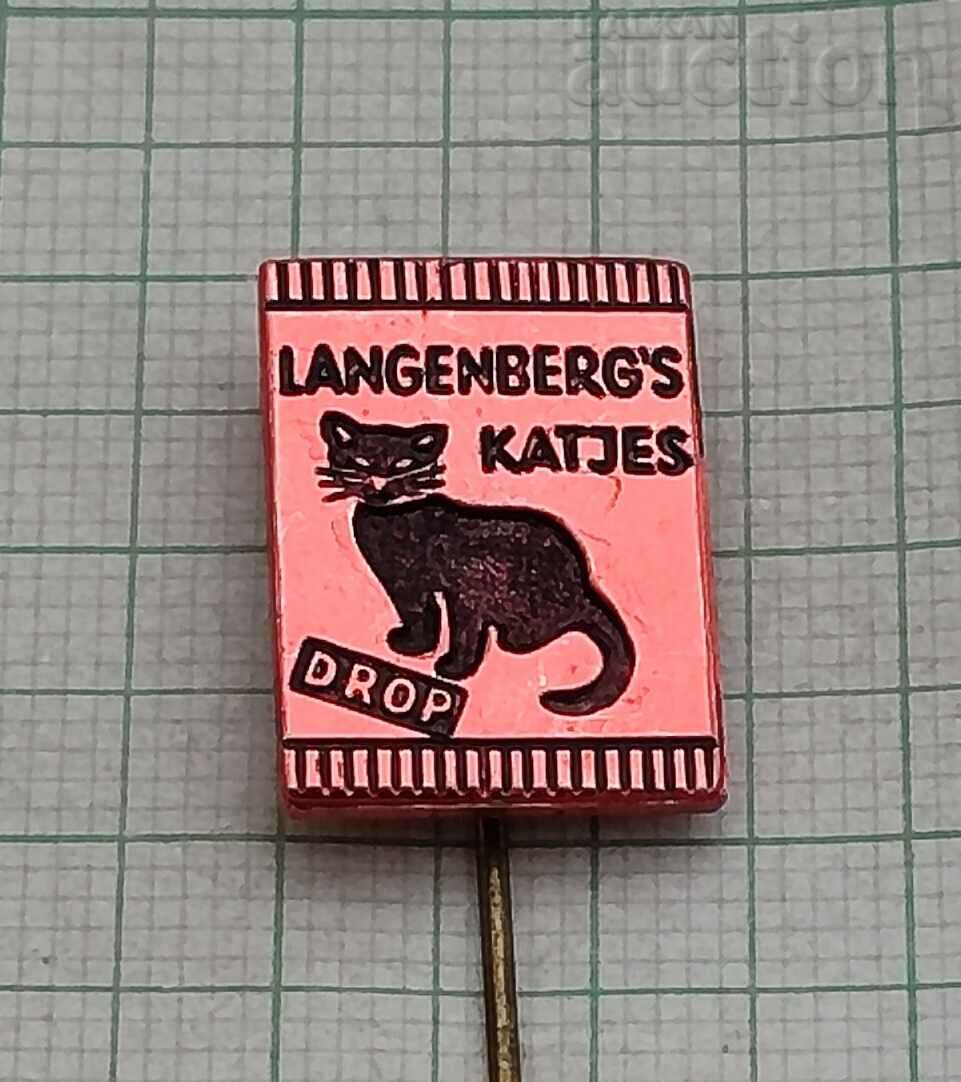 LANGENBERGS CAT FOOD ADVERTISING BADGE