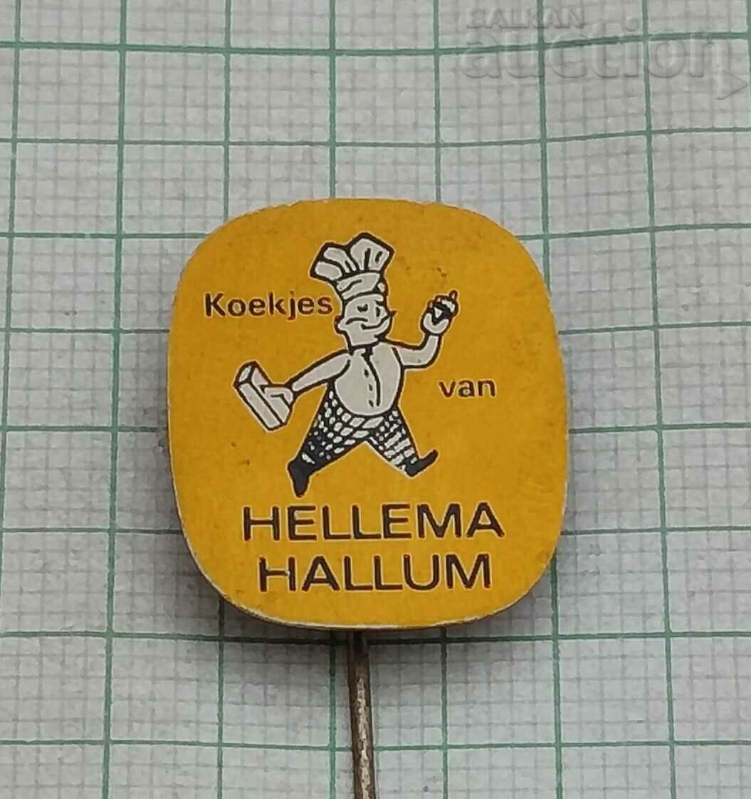 HELLEMA HALLUM FOOD COOK ADVERTISING BADGE