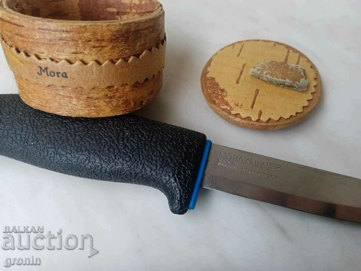 Lot Cuțit MORA, MORA, Fabricat în Suedia, și o cutie de mesteacăn - 7 Lot Cuțit MORA, MORA, Fabricat în Suedia, și o cutie de mesteacăn - 7