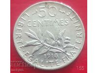 50 centimes 1918 - Franta - Argint