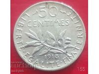 50 centimes 1918 - Franta - Argint