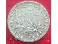 50 centimes 1909 - France - Silver