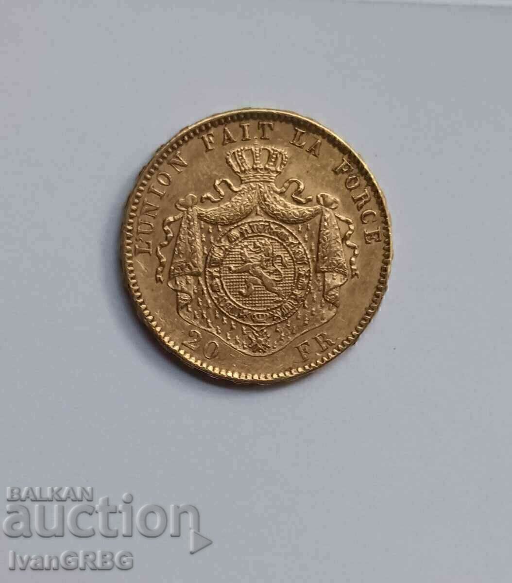 20 Francs Belgium 1878 King Leopold II Gold Coin with price 1600.00 BGN | € 818.07 20 Francs Belgium 1878 King Leopold II Gold Coin with price 1600.00 BGN | € 818.07
