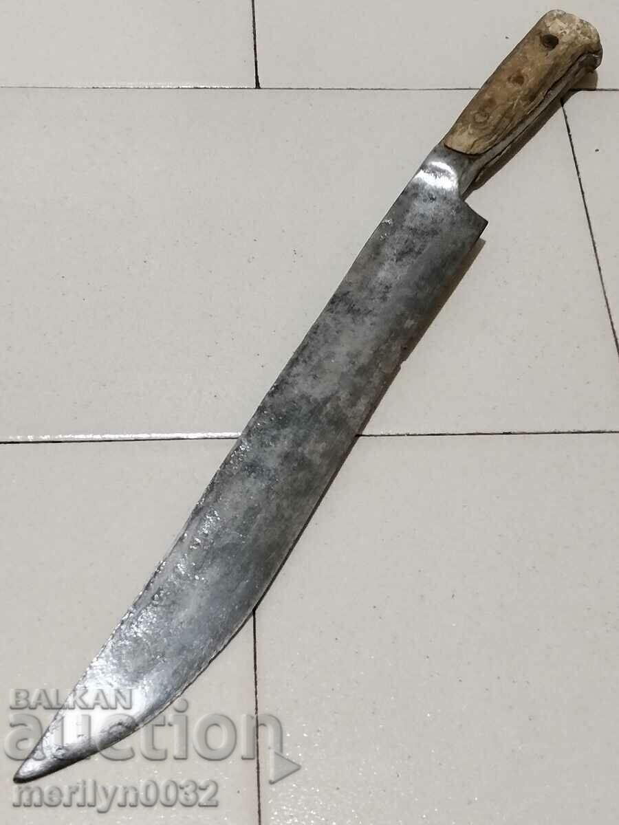 Forged karakulak shepherd's knife with a sharpened buffalo horn blade