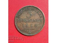 Germania-Prusia-3 pfennig 1866 A-Berlin-multe, bine conservate