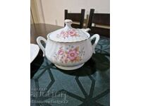 Красив антикварен български порцеланов супник