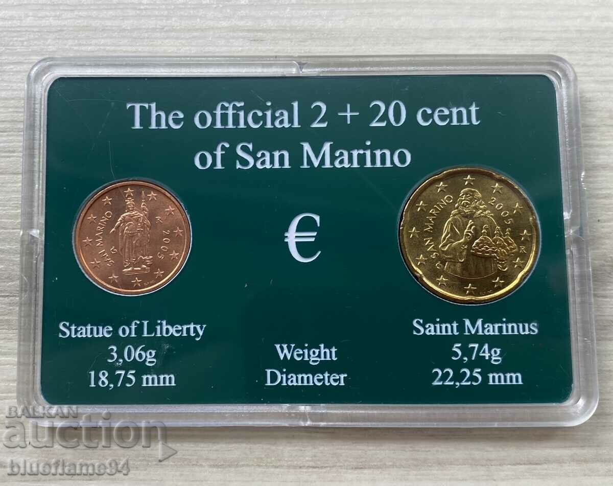 Set 2 + 20 euro cents San Marino 2005