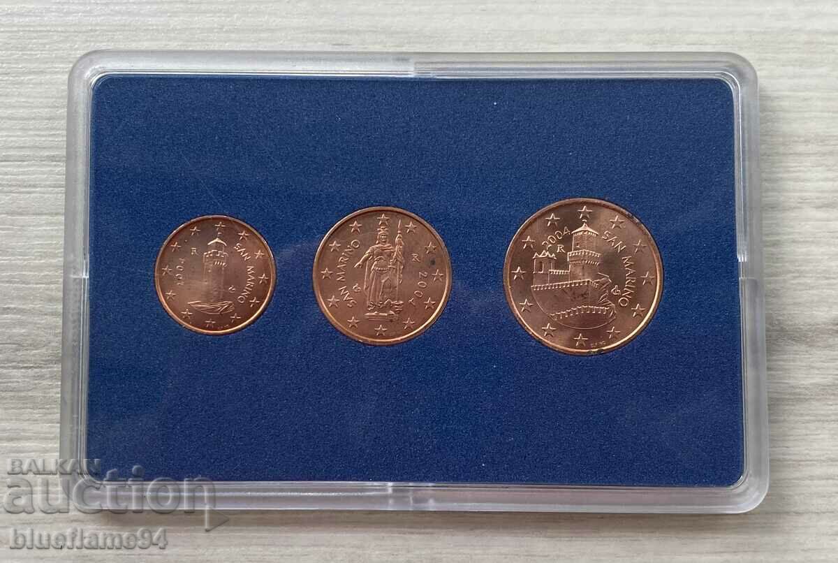 Set 1 2 5 euro cents San Marino 2004