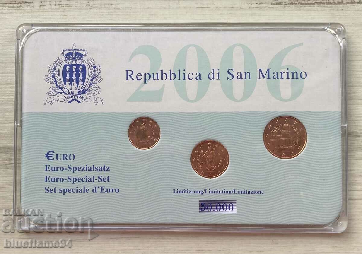 Set 1 2 5 euro cents San Marino 2006