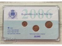 Set 1 2 5 euro cents San Marino 2006