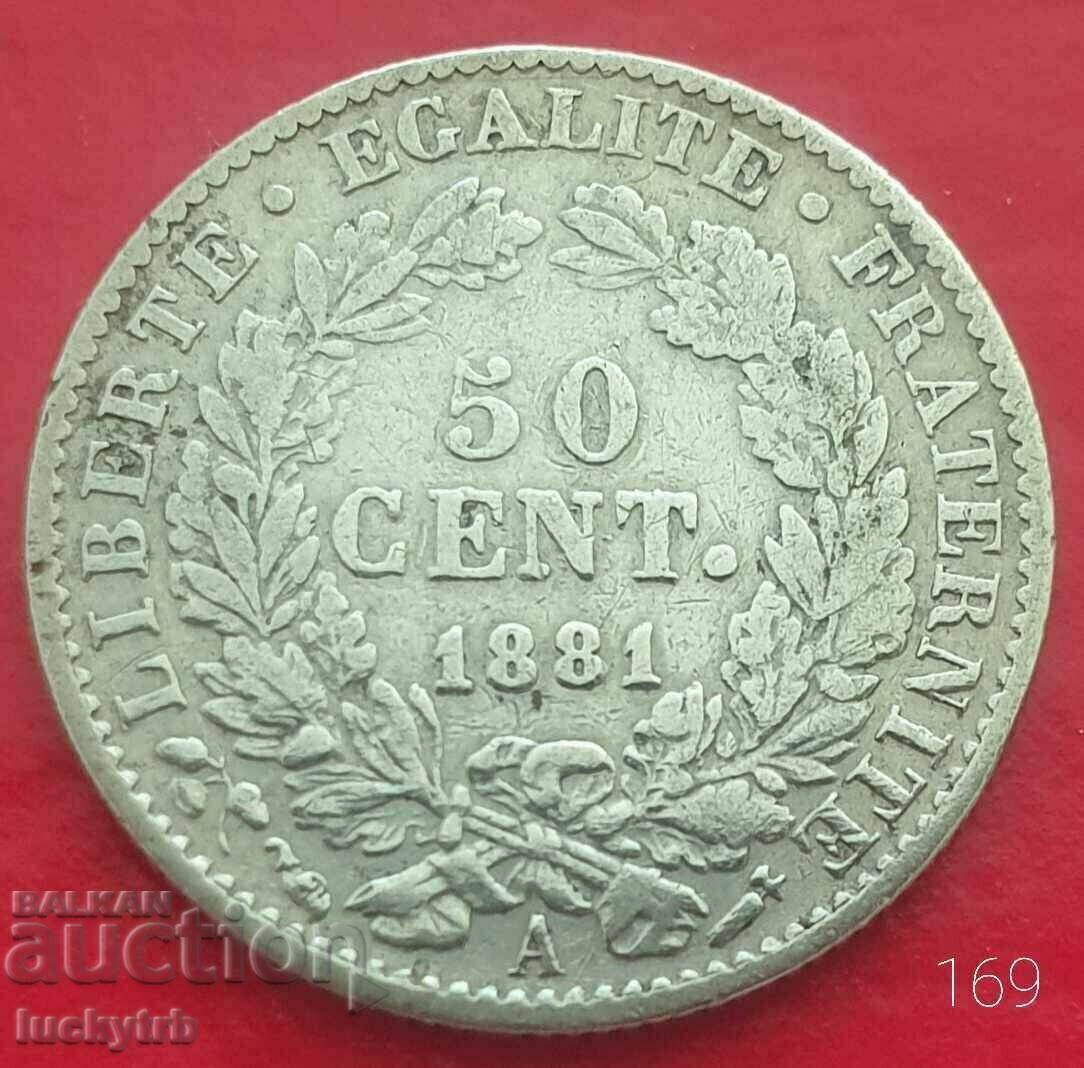 50 centimes 1881 - France - Silver