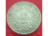 50 centimes 1881 - Γαλλία - Ασημένιο