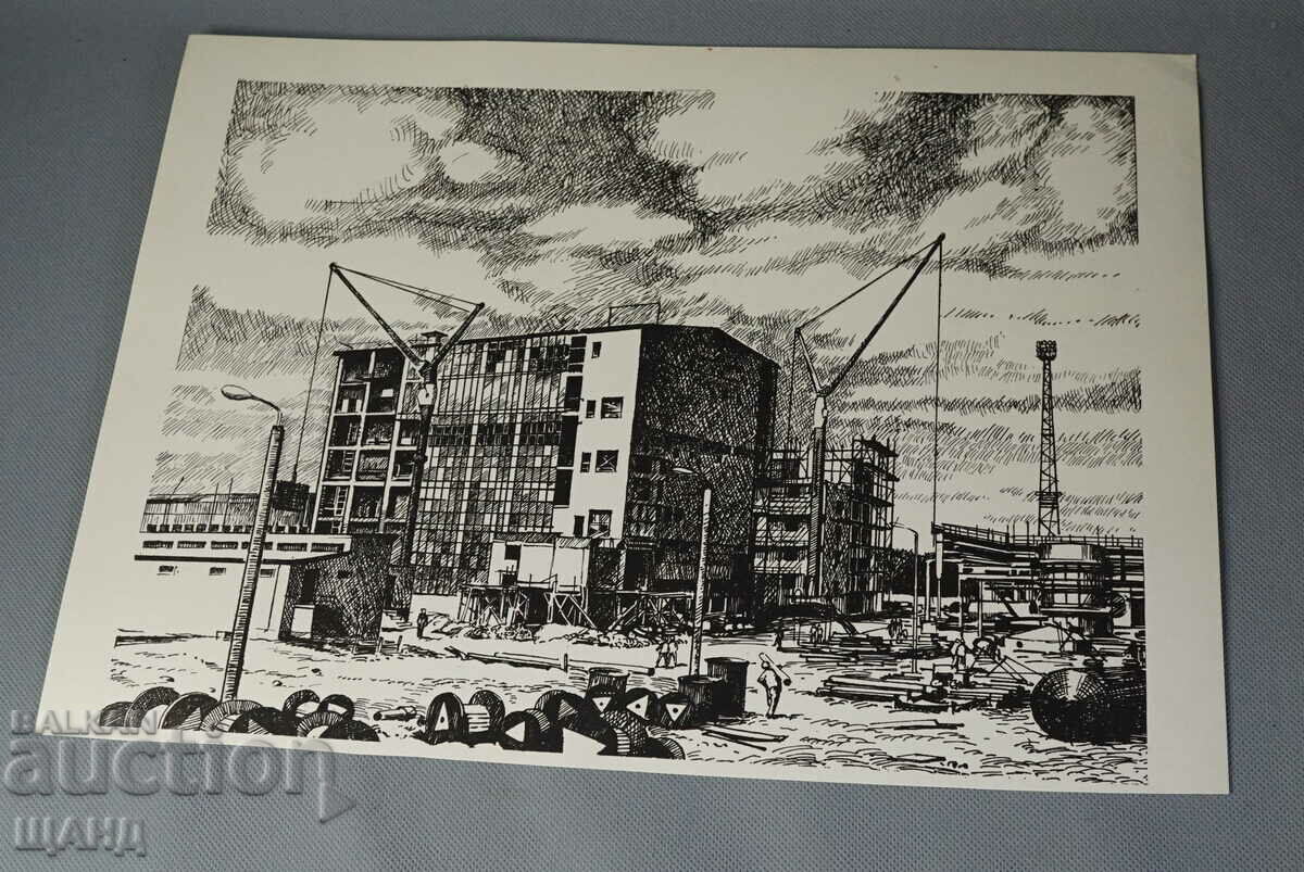 Old Master lithograph construction of a factory