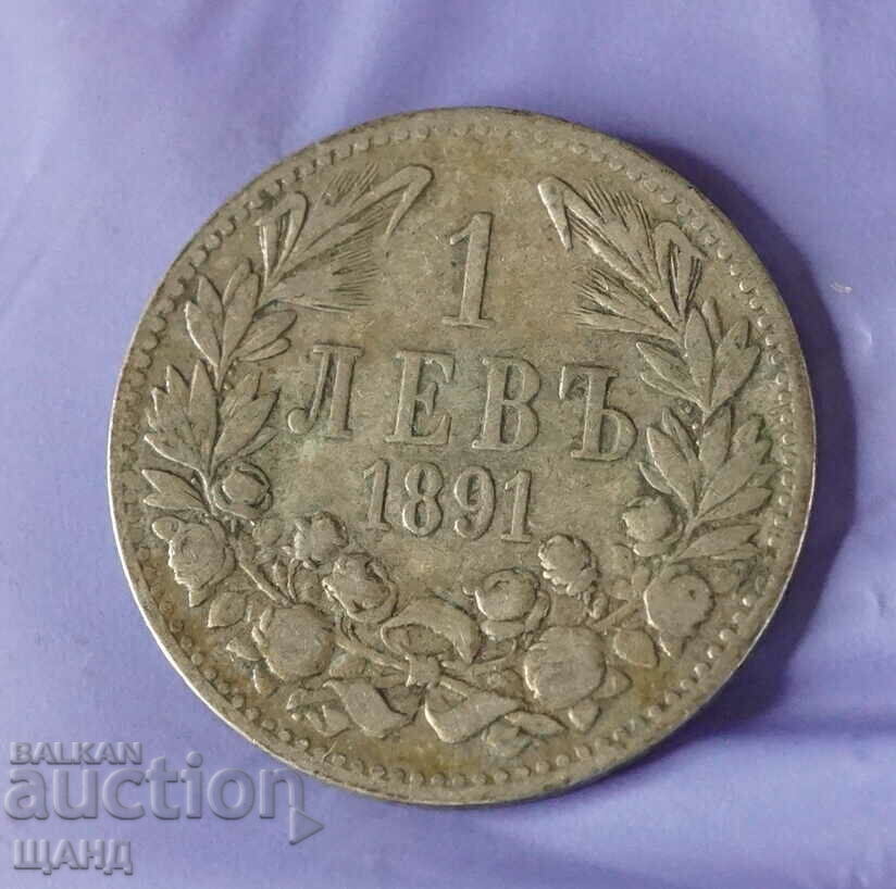 1891 Monedă 1 Lev Ferdinand Argint Argint Bulgaria