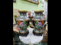 A pair of great antique Cloisonné vases