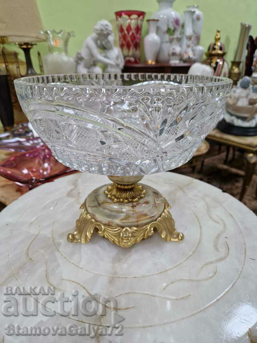 Unique Antique Belgian Crystal Bomboniere Bowl