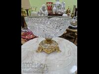 Unique Antique Belgian Crystal Bomboniere Bowl