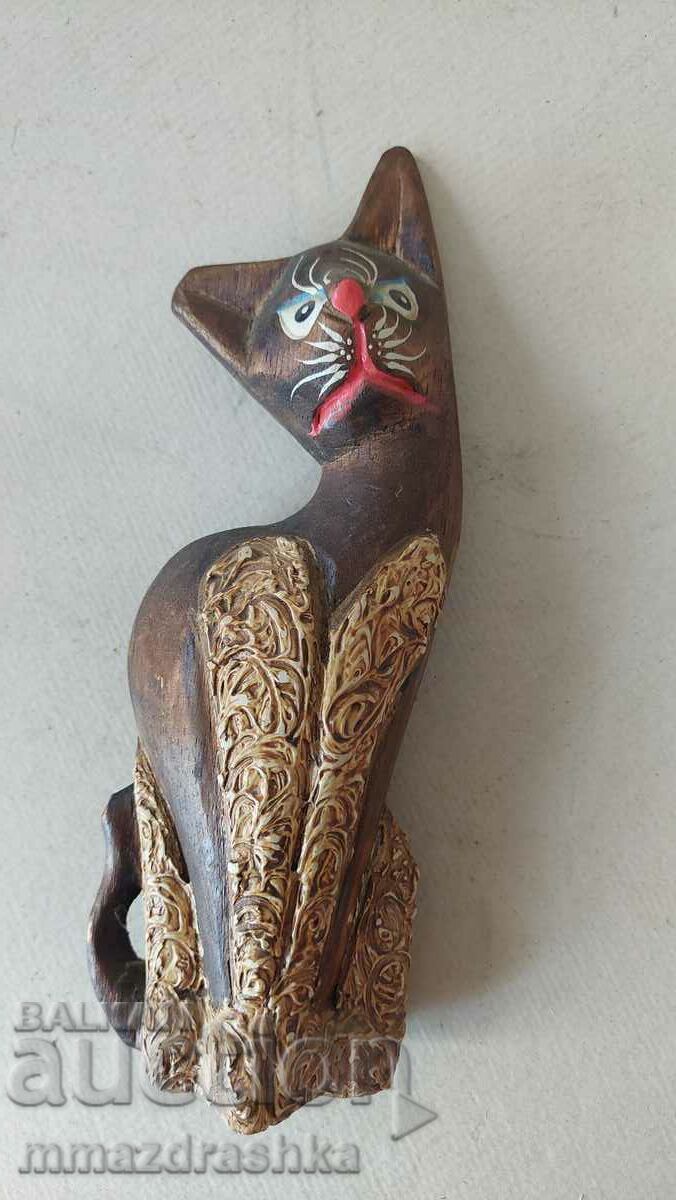 Wooden figurine of a cat