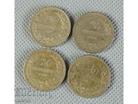 1906-1913 Kingdom of Bulgaria coin 20 cents lot 4 coins