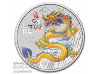 NEW!!! SILVER 1 OZ 2024 AUSTRALIA - LUNAR YELLOW DRAGON