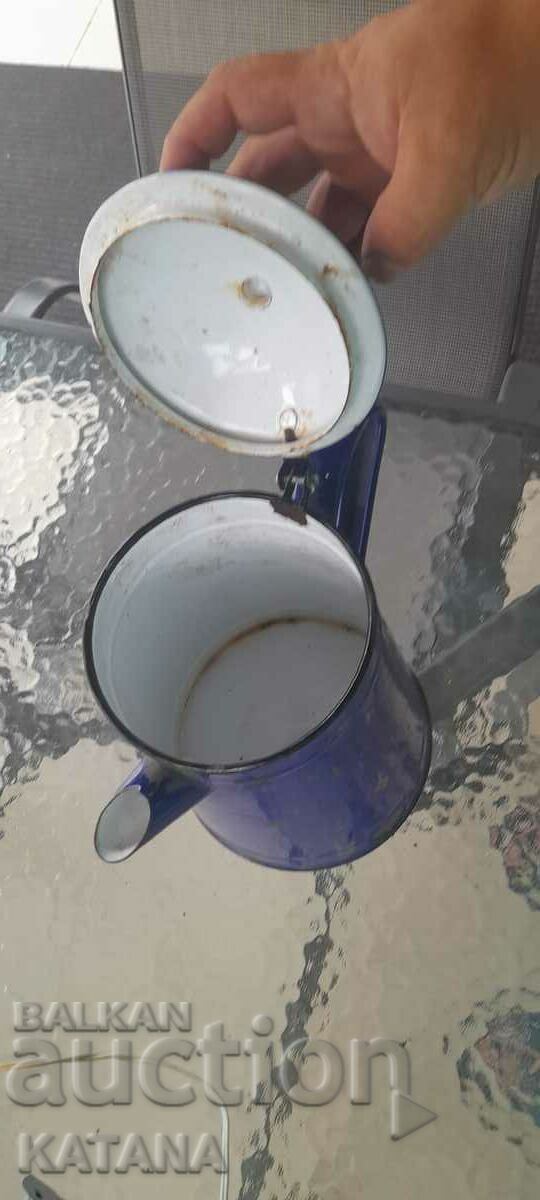 Old enamel teapot with price 15.00 BGN | € 7.67 Old enamel teapot with price 15.00 BGN | € 7.67
