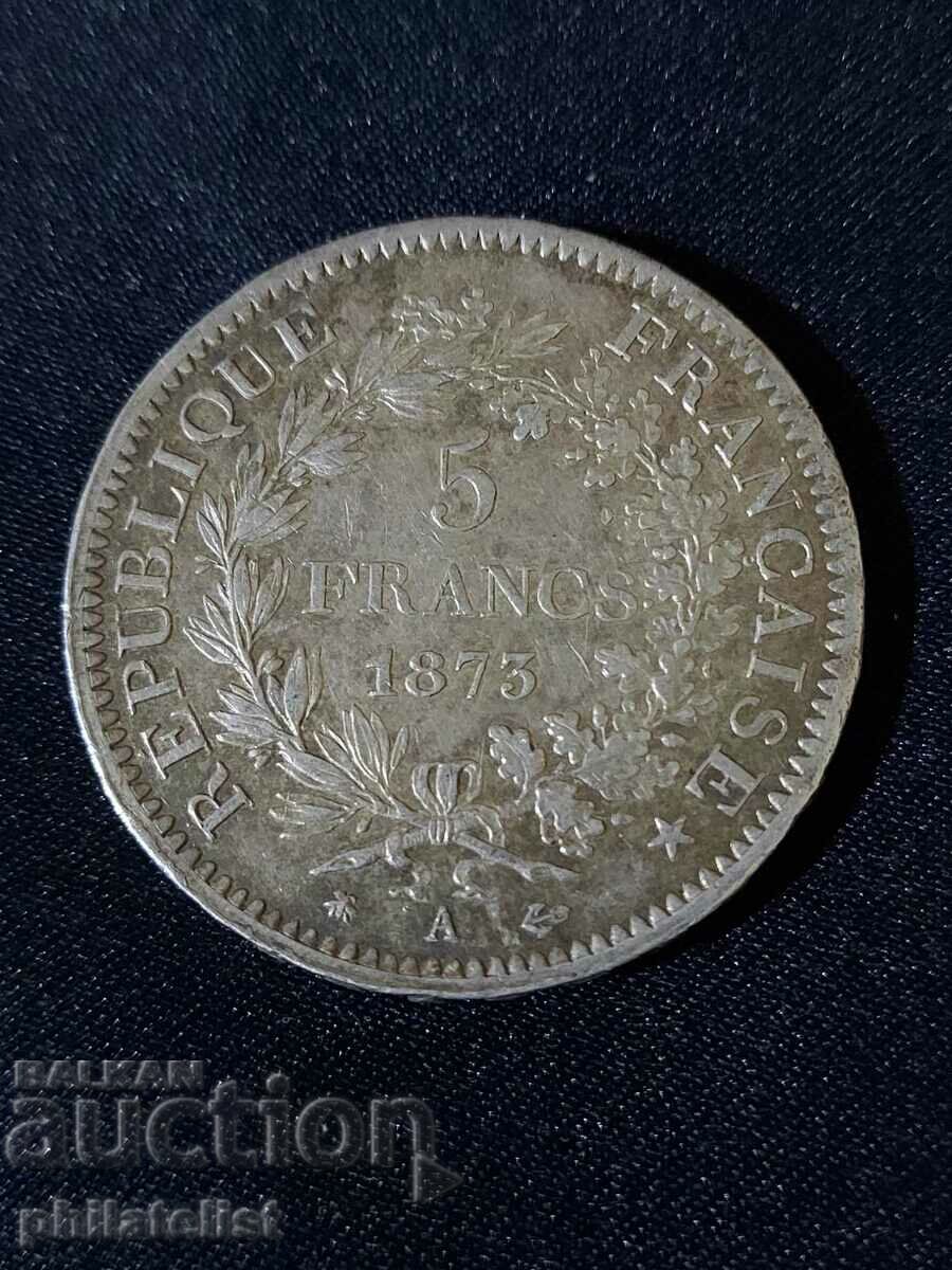 France 1873 A - 5 Francs - Silver Coin #3