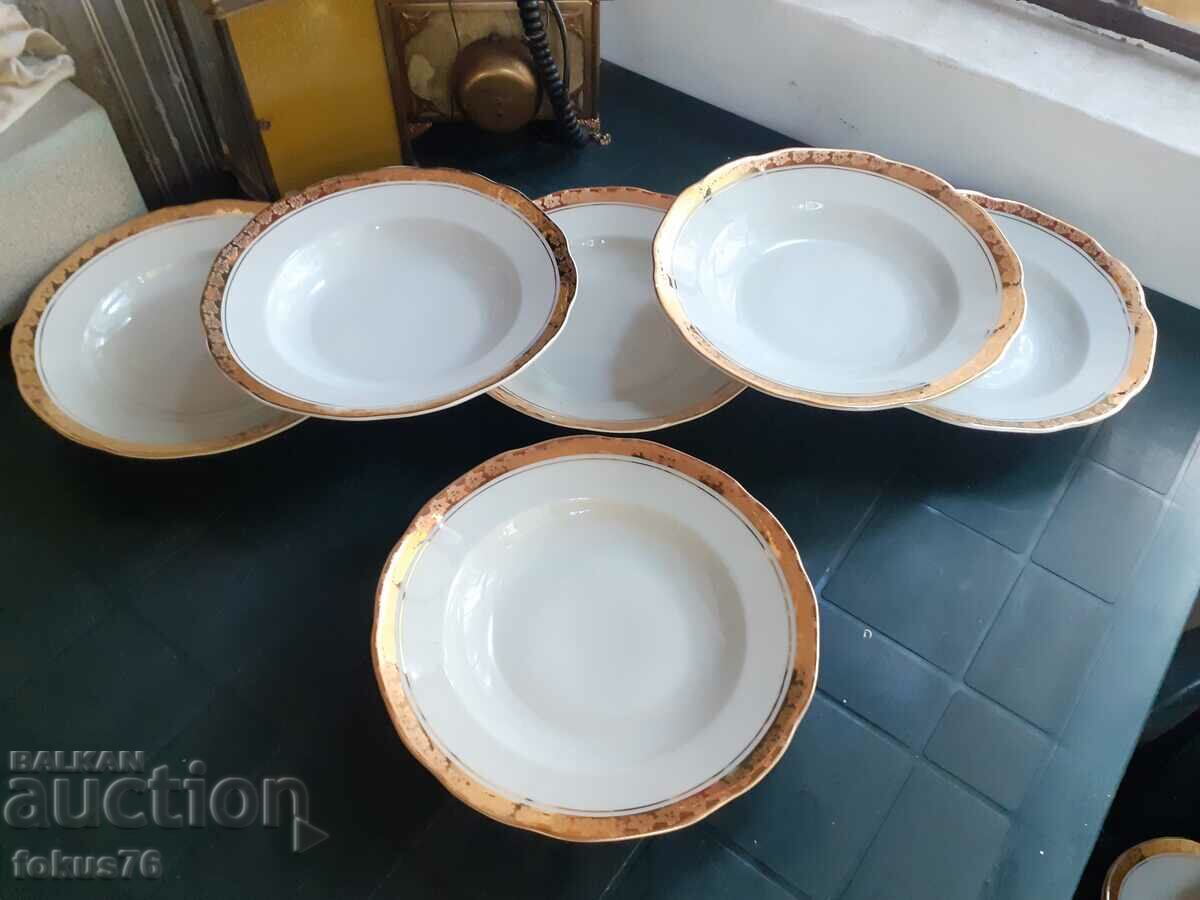 Portelan bulgaresc Kitka Novi Pazar farfurii mari 6 buc aurite - 5 Portelan bulgaresc Kitka Novi Pazar farfurii mari 6 buc aurite - 5