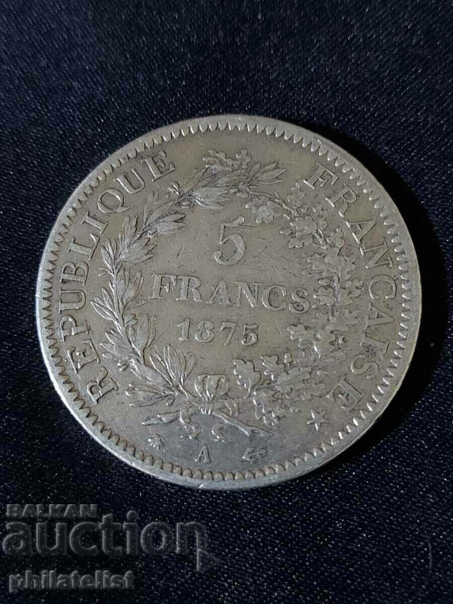 France 1875 A - 5 Francs - Silver Coin #3