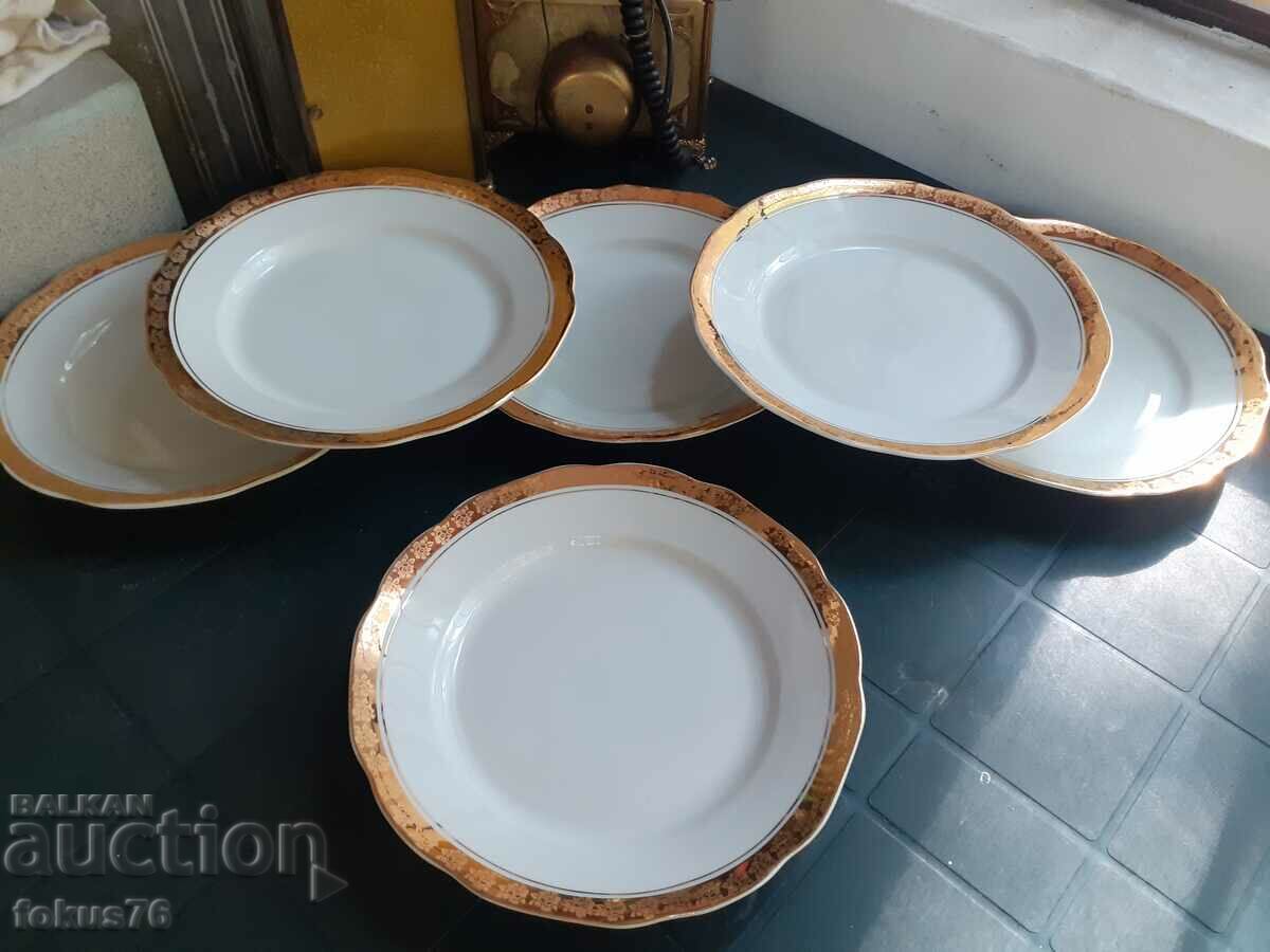 Porțelan bulgar Kitka Novi Pazar farfurii 6 buc aurire - 5