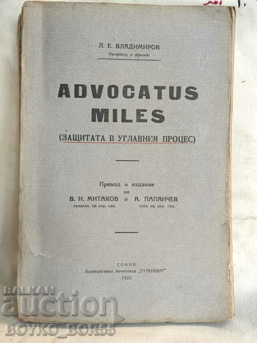 Книга Advocatus Miles. Защитата В Углавния Процес, 1922