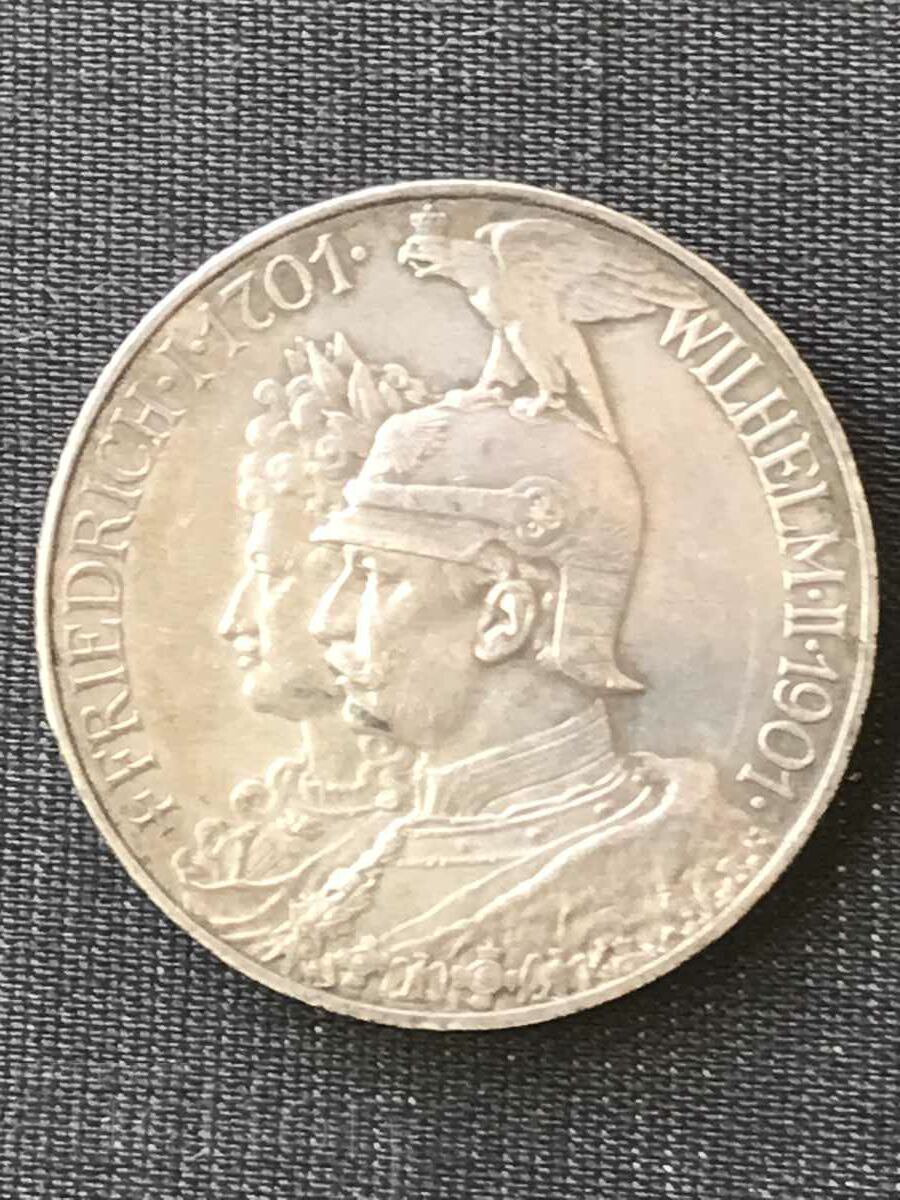 Germania 5 mărci 1901 Prusia Frederic I Wilhelm II Argint