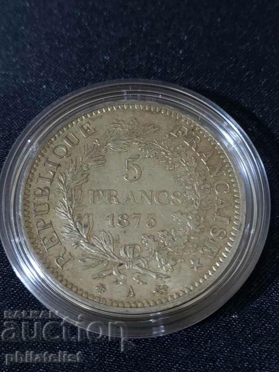 France 1873 A - 5 Francs - Silver Coin #5