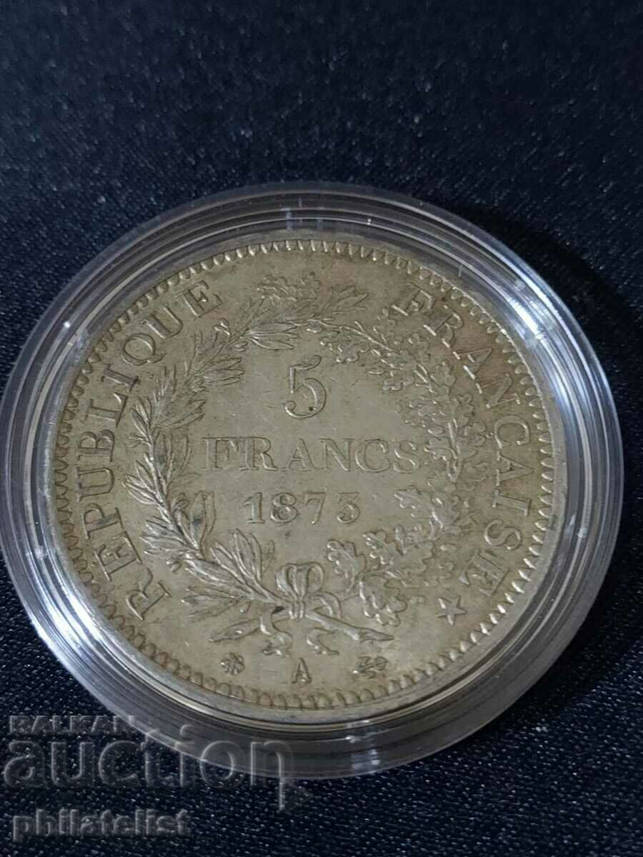 France 1873 A - 5 Francs - Silver Coin #5