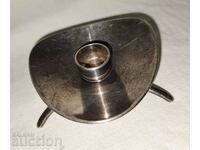 Small silver-plated branded candle holder