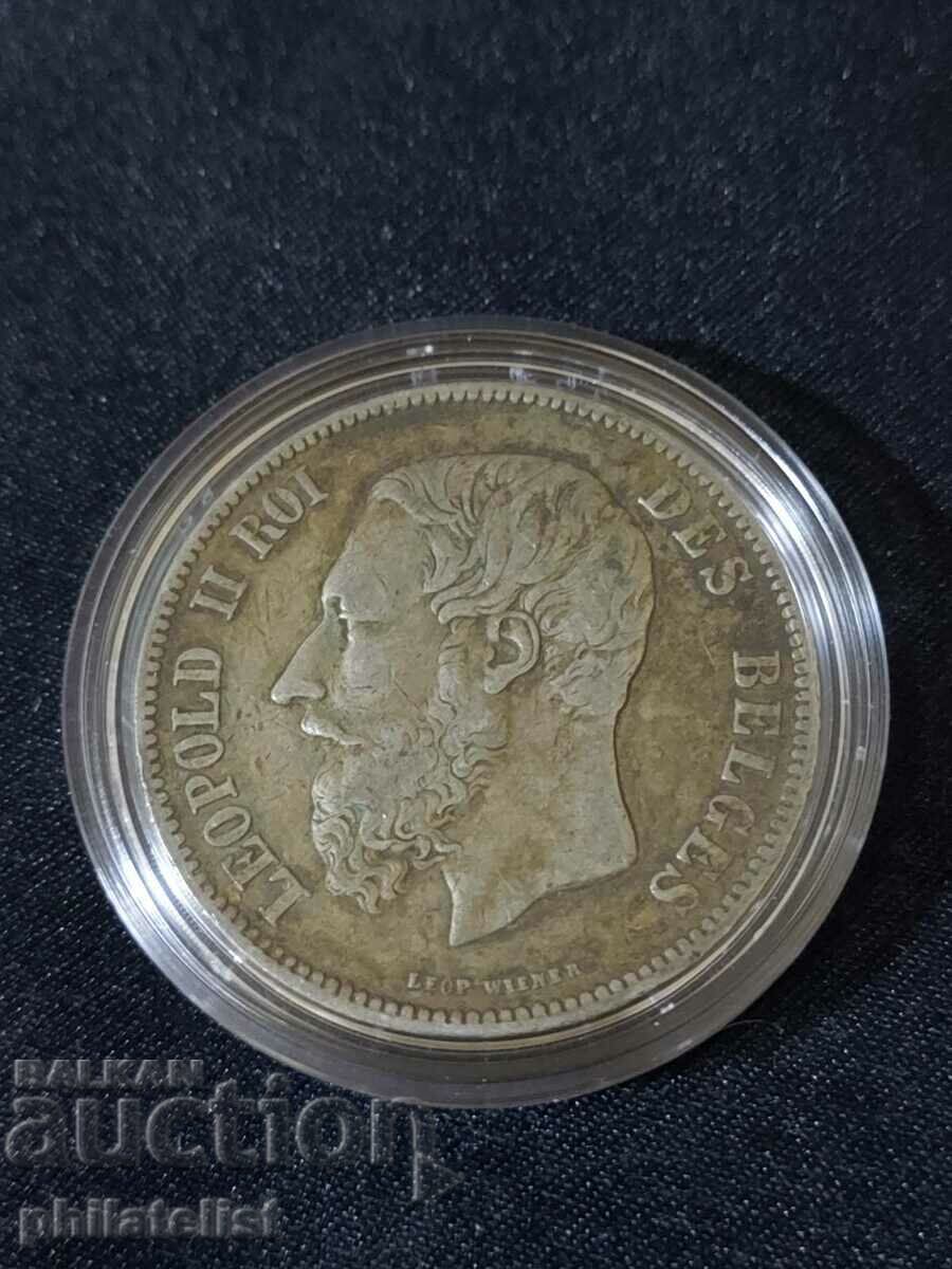 Belgia 1870 - 5 Franci - Moneda de argint #4