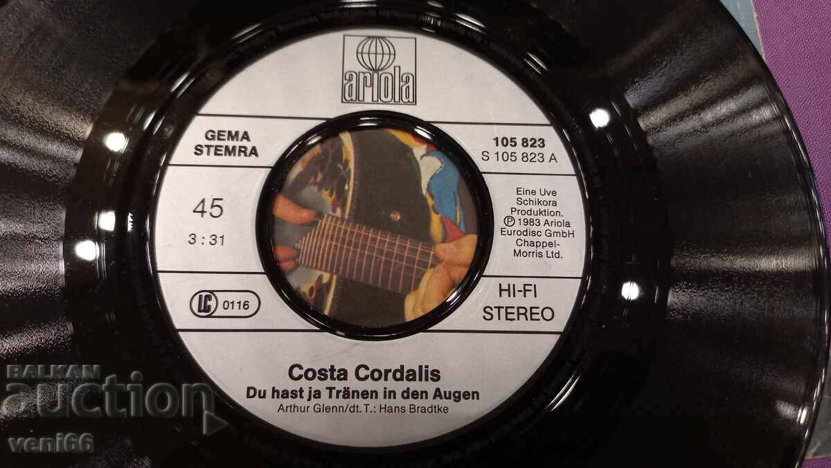Auction  Gramophone record small format Costa Cordalis