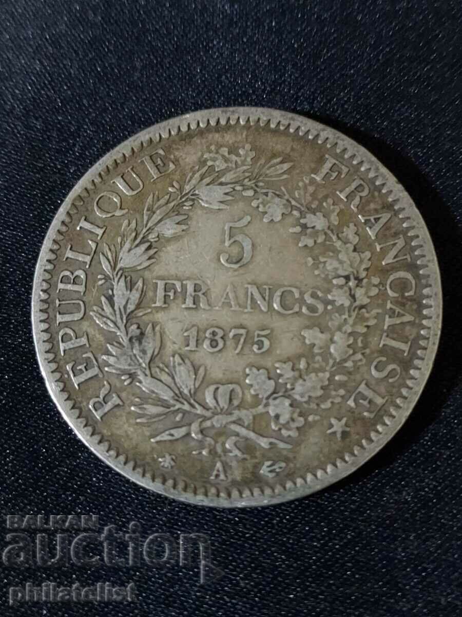 France 1875 A - 5 Francs - Silver Coin #4