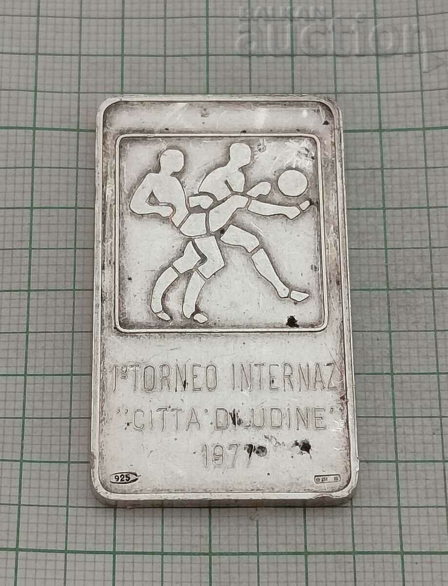 SOCCER UDINE ITALY 1977 SILVER PLAQUE