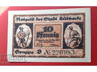 Bancnota-Germania-Schleswig-Holstein-Lübeck-10 pfennig 1920